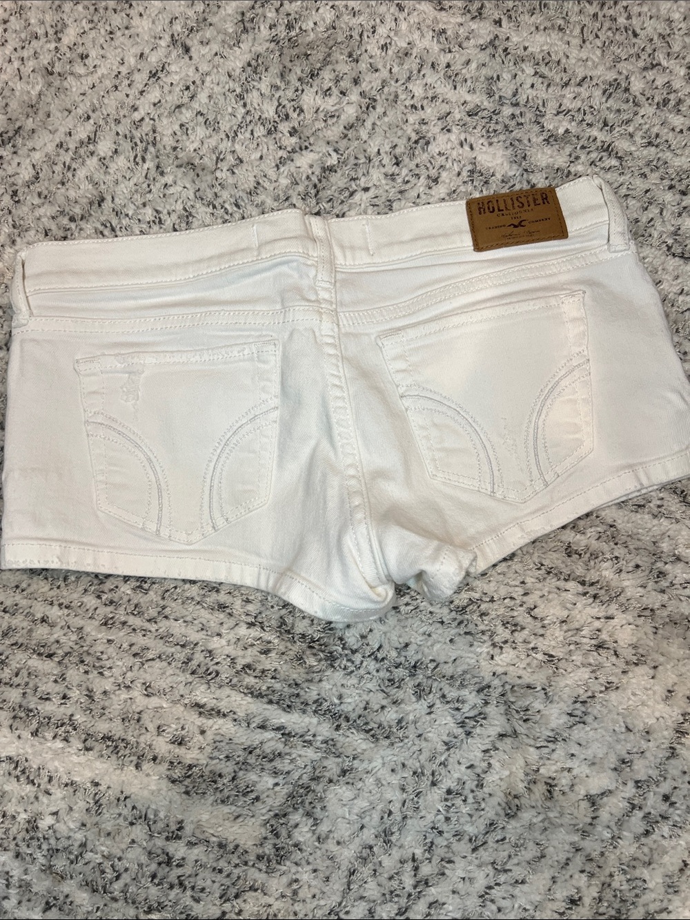 Hollister White Low-Rise Denim Booty Shorts